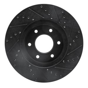 Chevrolet Trailblazer Brake Rotor (1) - Front Left - R1 Concepts - Drilled & Slotted - Black - `06-`09